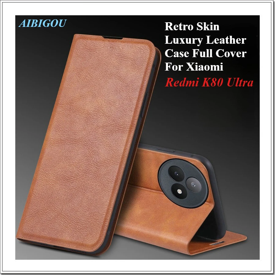 Redmi K80 Ultra Luxus Ledertasche Retro Haut BUCH Flip Magnet Schützen Volle Abdeckung Für Xiaomi Redmi K80 Ultra Telefon Taschen