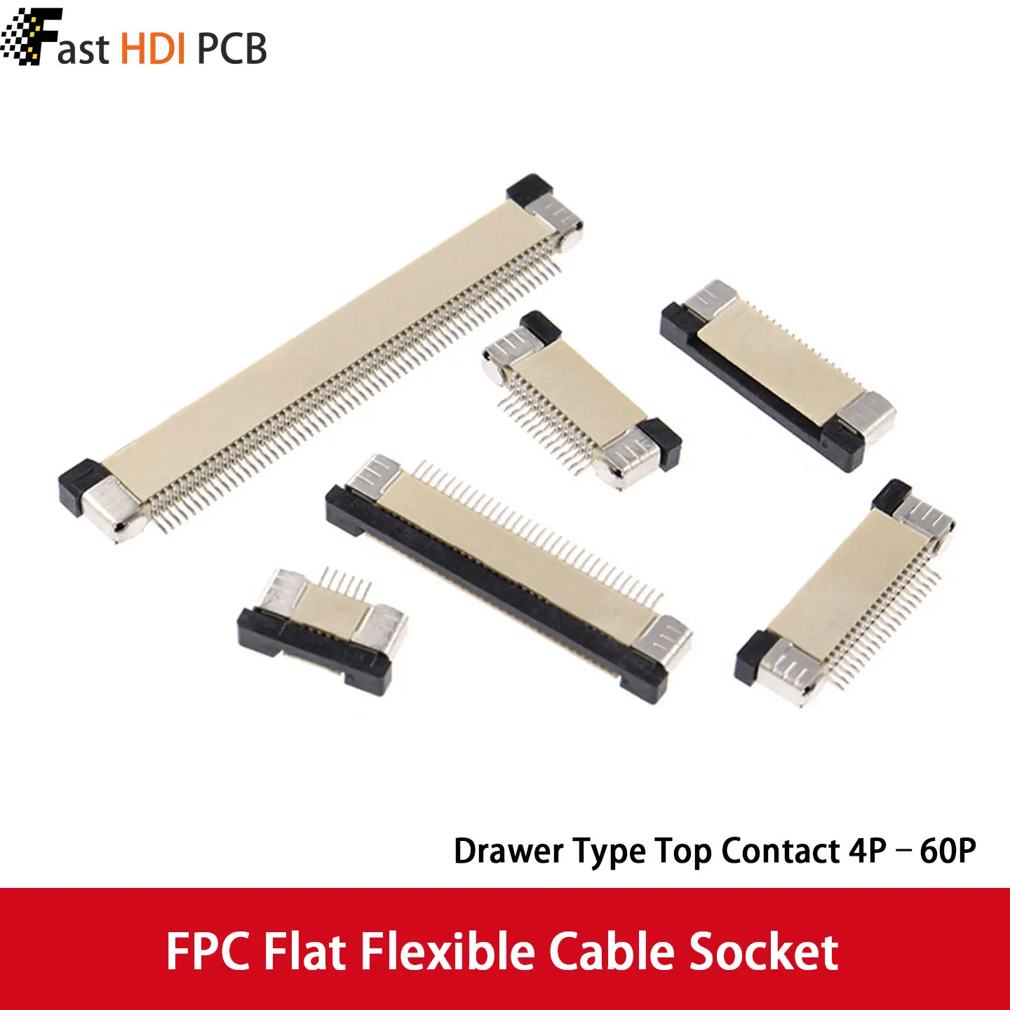 FPC FFC Connector 0.5mm Pitch Drawer Type Top Contact SMD Socket 4P-60P Flexible Flat Cable Connector for LCD Display PCB Tablet