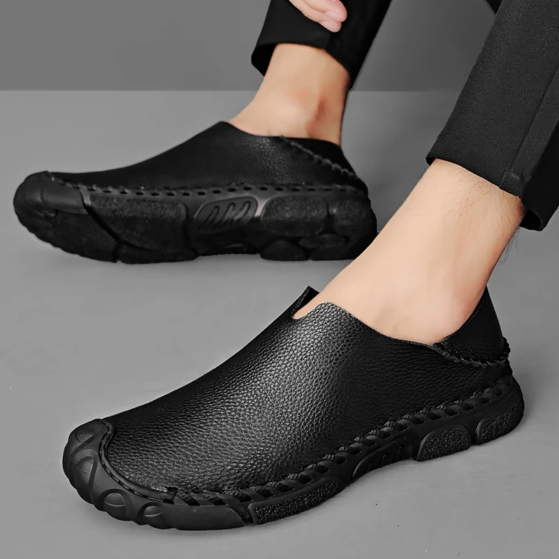 Leather Casual Black Social Shoe Male Round Toe Men's Formal Shoes Slip On Cheap Suit 2026 Trend High Quality Fashion Shoes