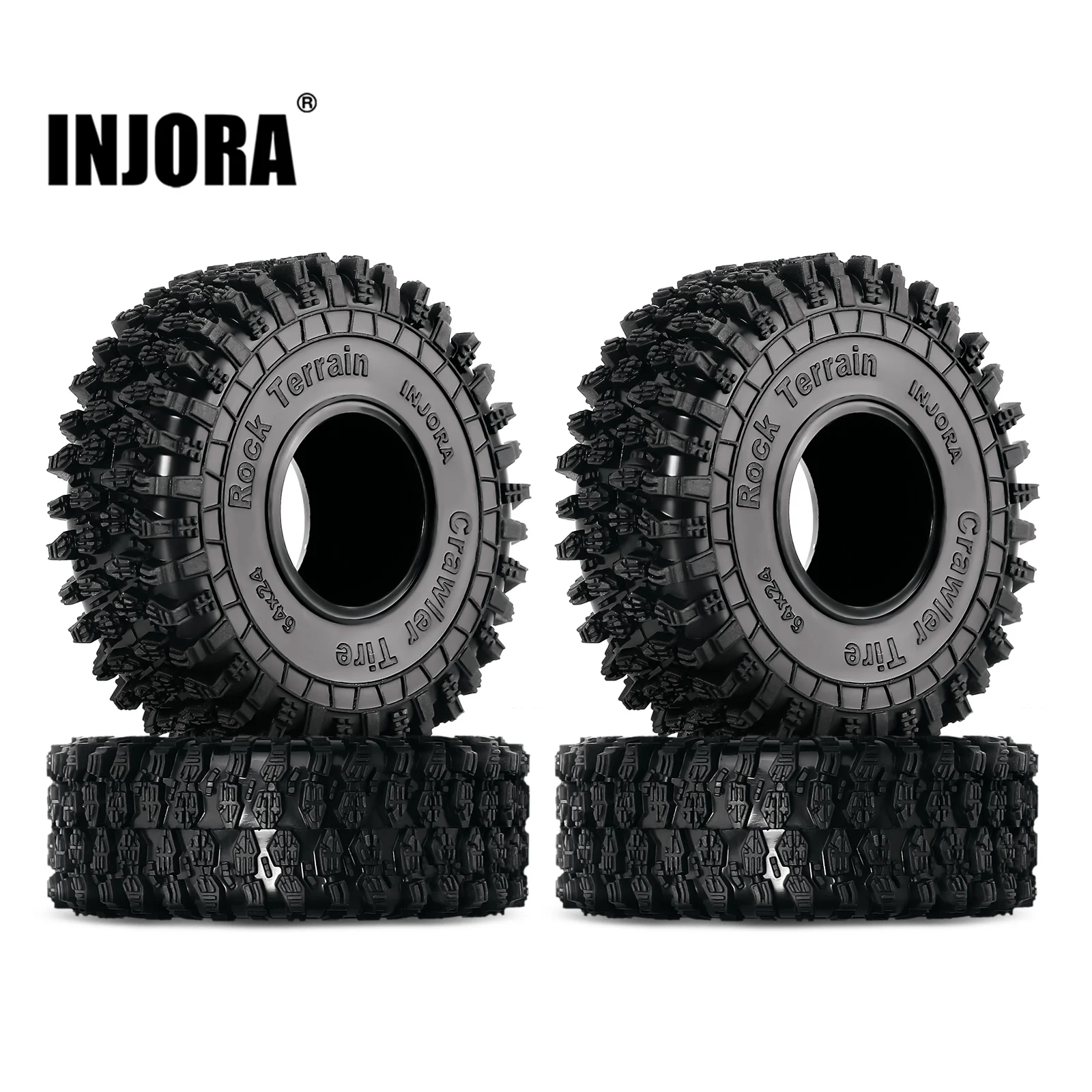 INJORA Super Lembut Lengket 1.0 Ban Crawler 64*24Mm untuk 1/18 1/24 RC Mobil Crawler Axial SCX24 FMS FCX24 AX24 Upgrade (T1011)