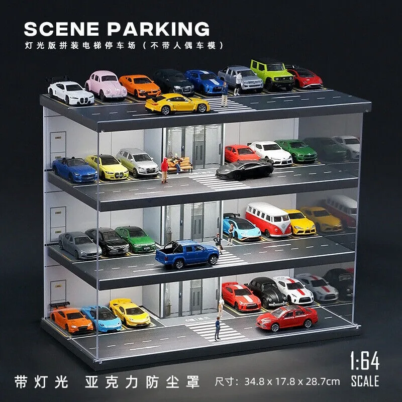 

Diorama 1/64 Car Garage Model LED Lighting Car Model Scene Display Cabinet Model