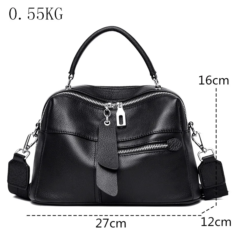 High Quality Cowhide Shoulder Bag for Women messenger Bags Ladies Soft Genuine Leather Handbag Purse Female Casual Crossbody Bag