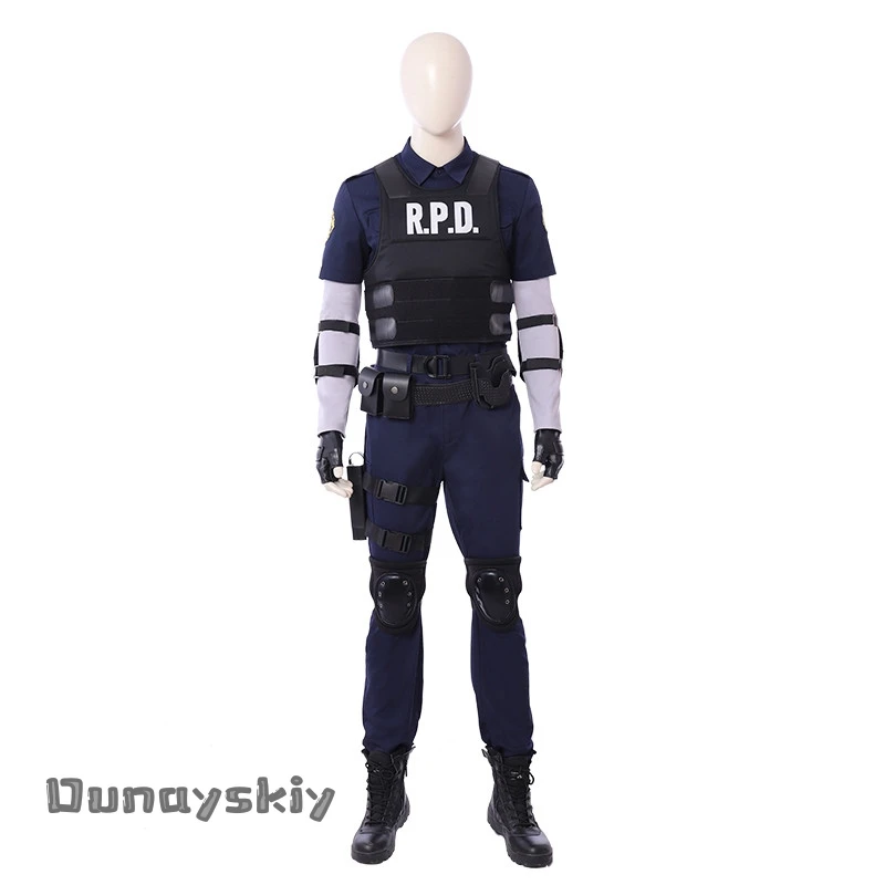 aBNNS*Cosplay R E 2 Leon Costume Games Halloween Costumes Leon Scott Kennedy Costume Vest Coat Tops Pant Adults Disguise Outfit view 6
