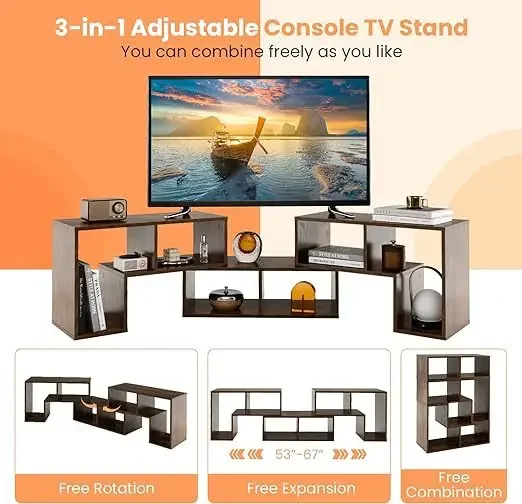 Furniture Multi-layer Grid Bookshelf Easy Assembly TV Cabinet