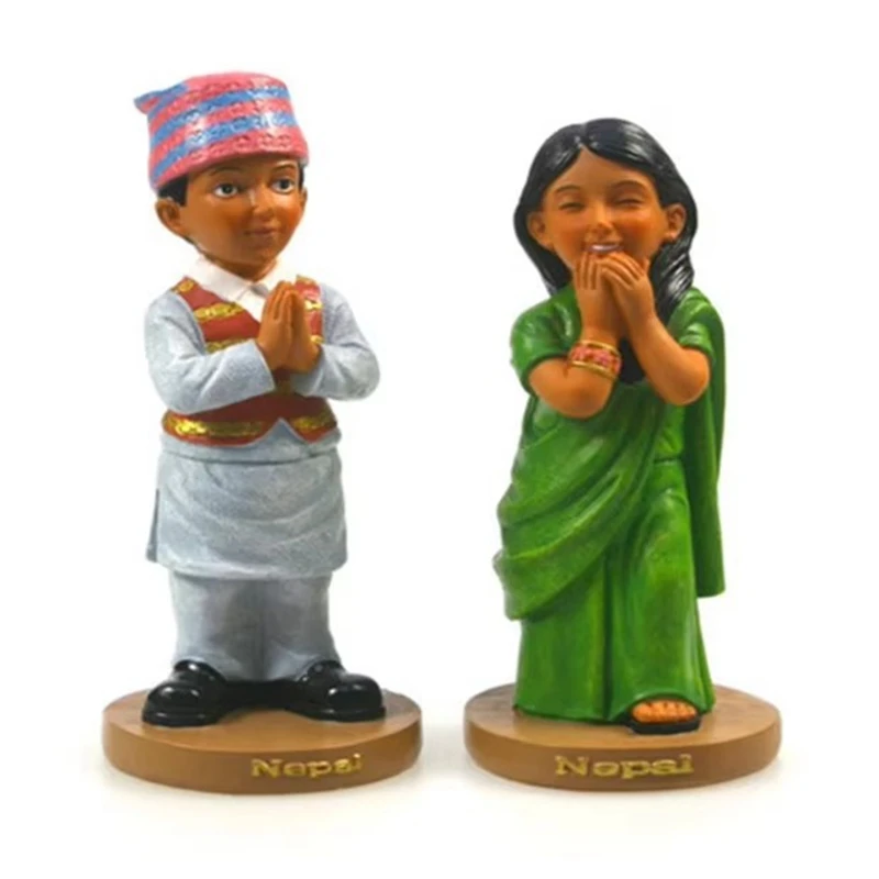 Nepal National Costumes Hand-painted Resin Crafts World Celebrity Statue Tourism Souvenir Gifts Collection Home Decortion