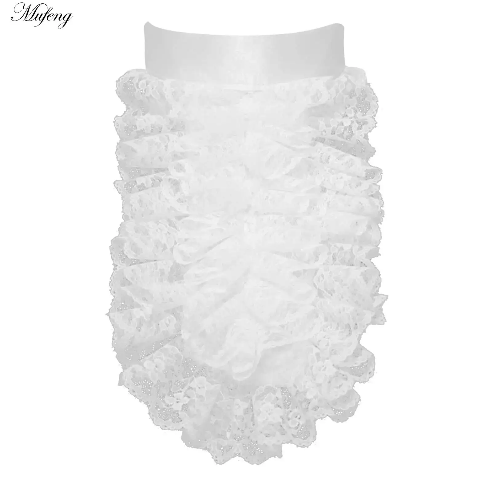 

Fake Collar Victorian Jabot Collar Men Women Lace Neck Ruffs Vintage White Colonial Ruffled Neck Collar Accessory Dressing-up