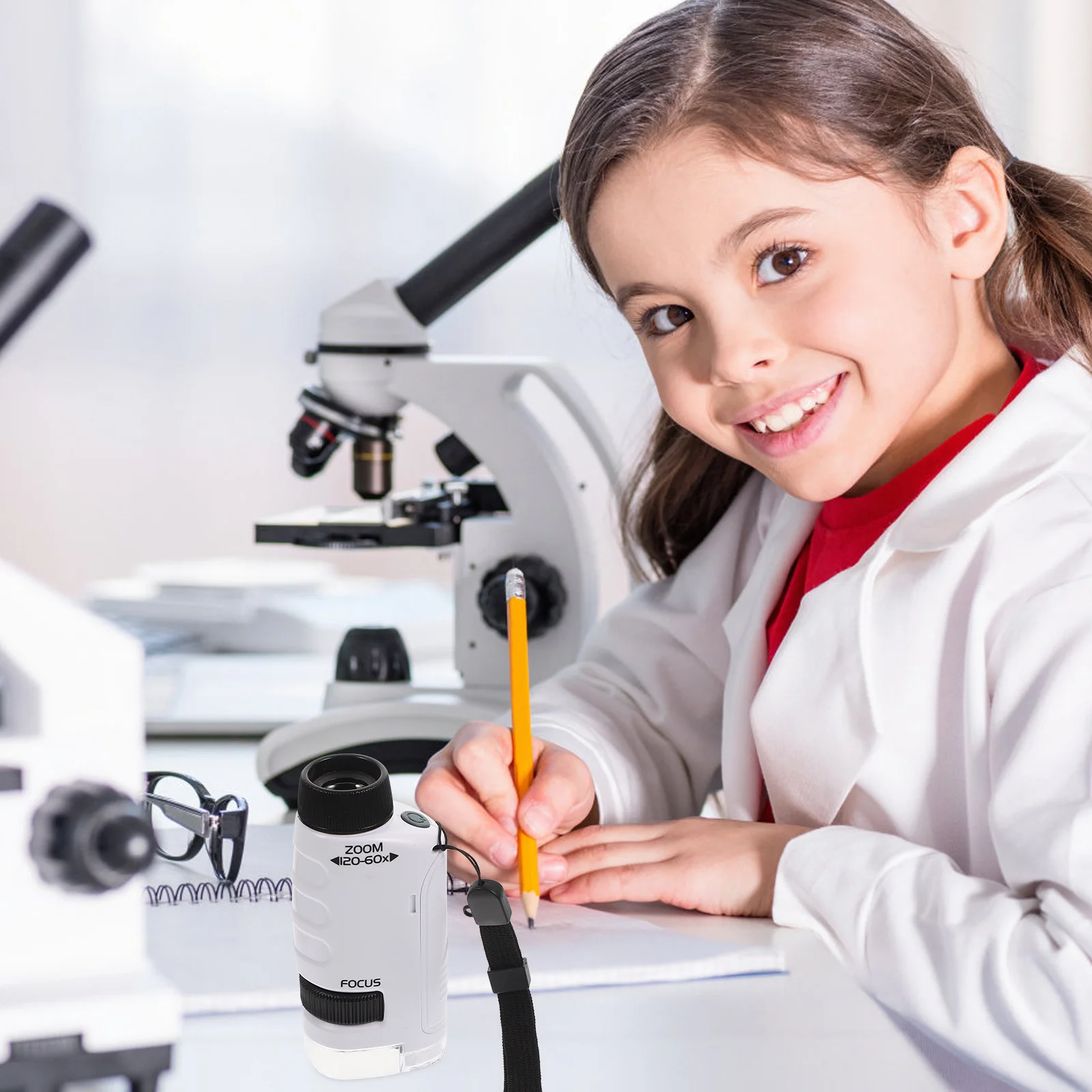 Microscopio monocular para niños, observación biológica, escuela para estudiantes, juguete de microscopio monocular de aprendizaje