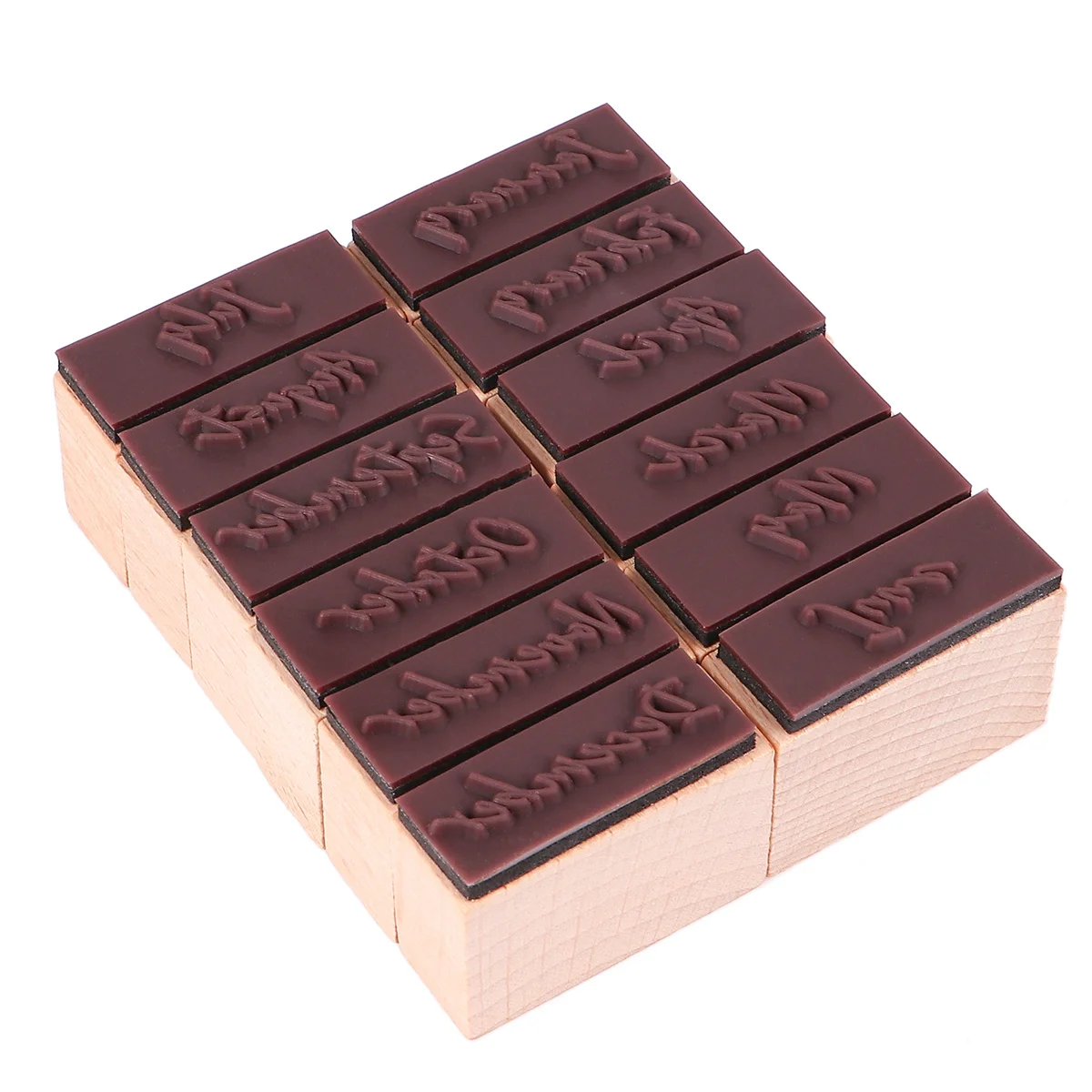 

24Pcs Wooden Month and Letter Stamps Set Durable Rubber DIY Scrapbook Diary Album Stamps for Craft Gift Card Photo Album