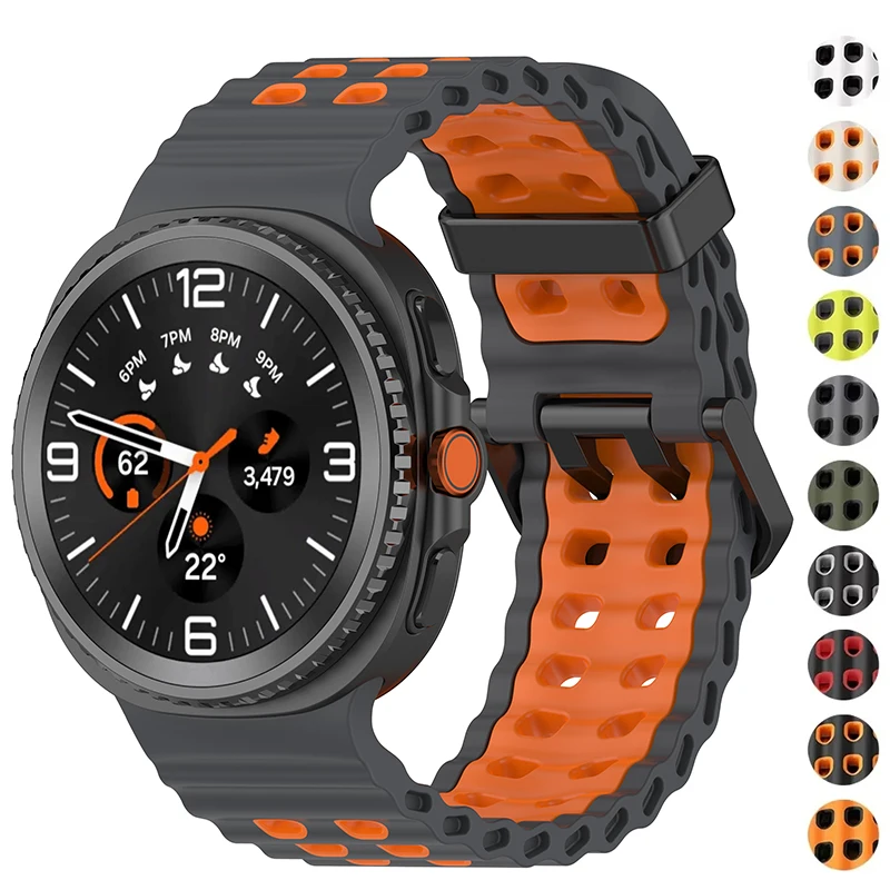 NEW Marine Silicone Strap For Samsung watch 8 40mm 44mm/ 8 Classic Bracelet No Gaps Sport Band for Galaxy ultra watchband straps