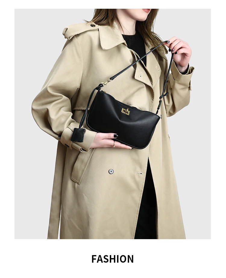 Luxuriöse Damen-Schultertasche aus Spaltleder - Klassische Paris Tote-Handtasche, Einfache Umhängetasche mit Metallschnalle – Detail 22