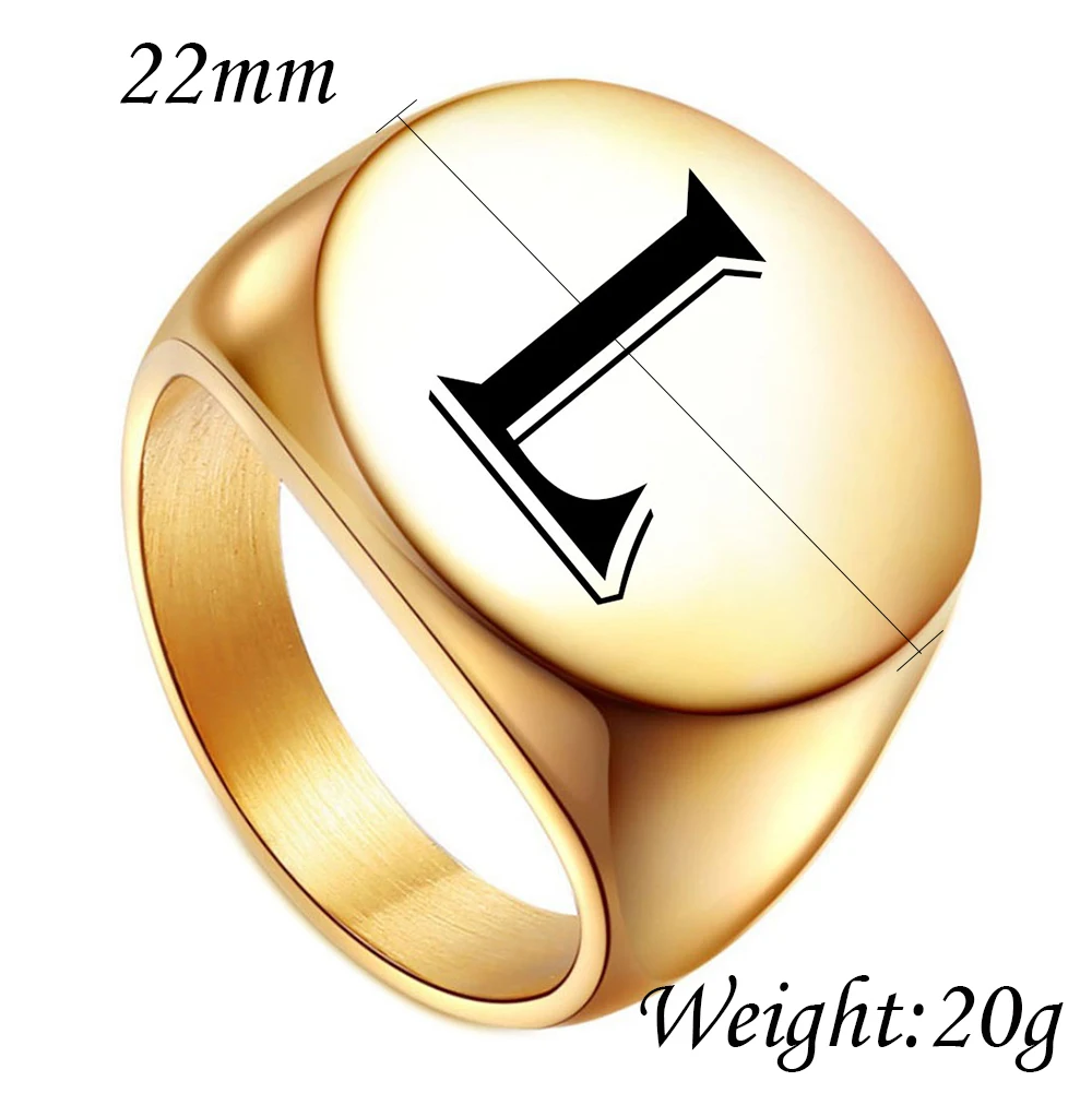 Personalized Mens Signet Rings Chunky Stainless Steel Boy Stamp Band Customize Engrave Male Jewelry Fraternal Rings BF Gift