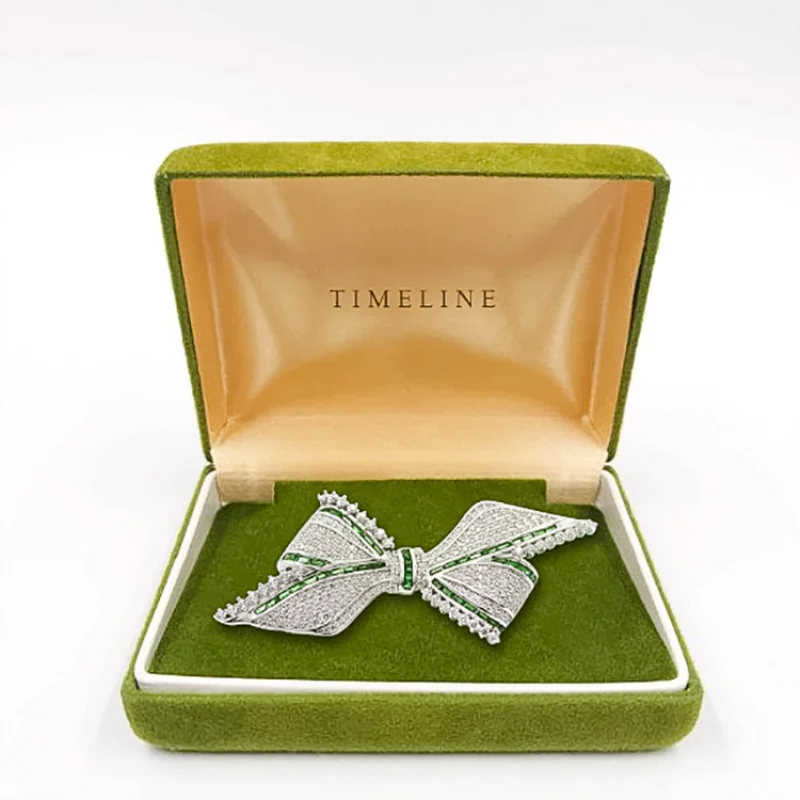 

Новая винтажная элегантная викторианская зеленая брошь из стерлингового серебра 925 пробы с позолоченным бантом женский