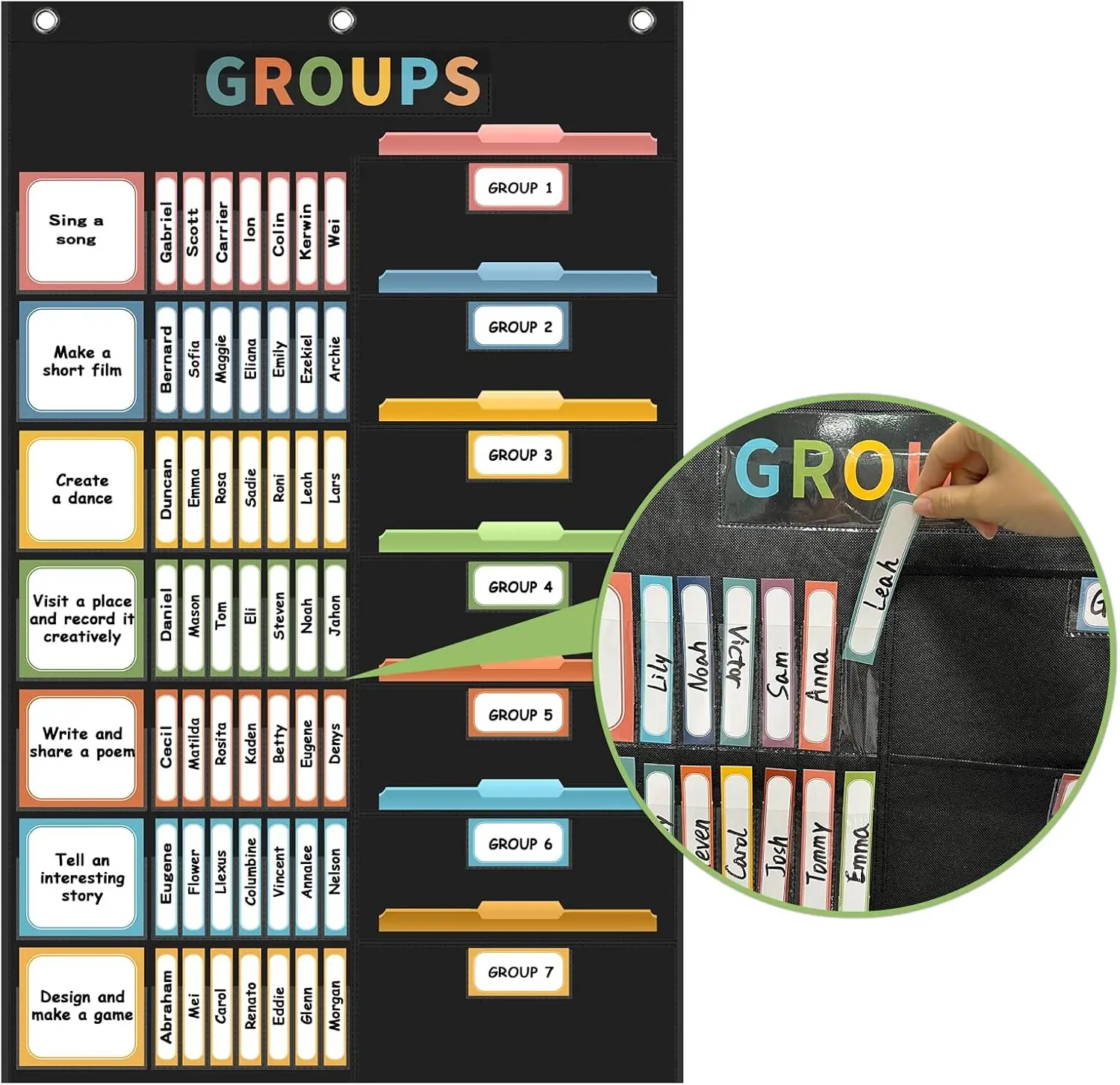 114 Card Small Group Management Pocket Chart Classroom Organization Tool for Teachers Educational Learning Supplies