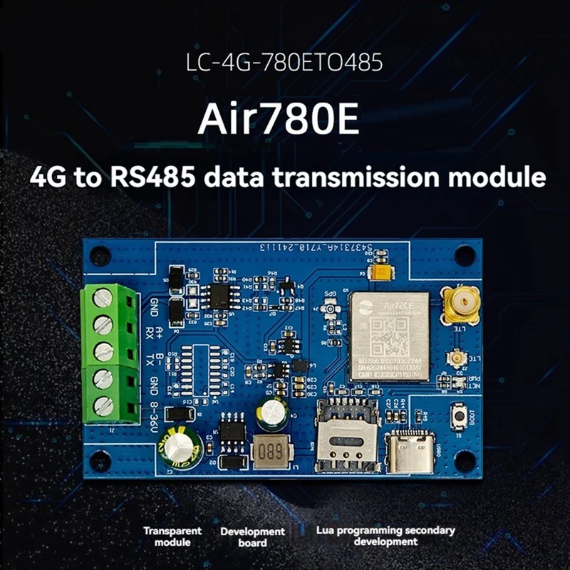 4G To RS485 Module Air780e 4G To RS485 Module RS485 To 4G Module Air780e 4G To RS485 Data Transmission Module