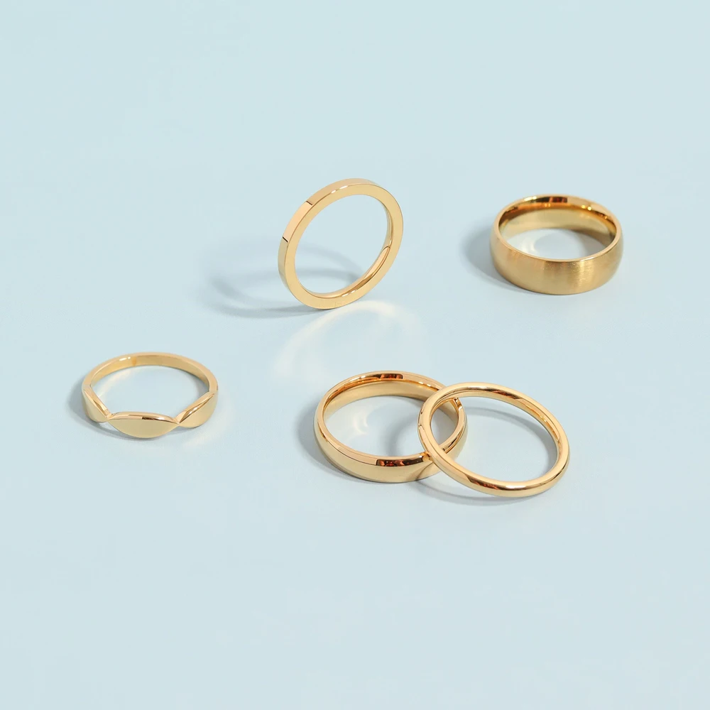 316L Stainless Steel Ring for Men Gold Color Brushed Band Wedding Biker Stackable Jewelry for Women Men Accessories Gifts view 3