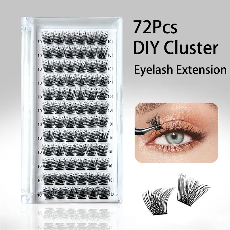 DIY Segmentado Beam Natural Eyelashes, 72 Clusters Lashes, C Curl, D Curl, Individual Lashes, Maquiagem Suprimentos em Casa, Soft Lashes, Ferramentas de maquiagem