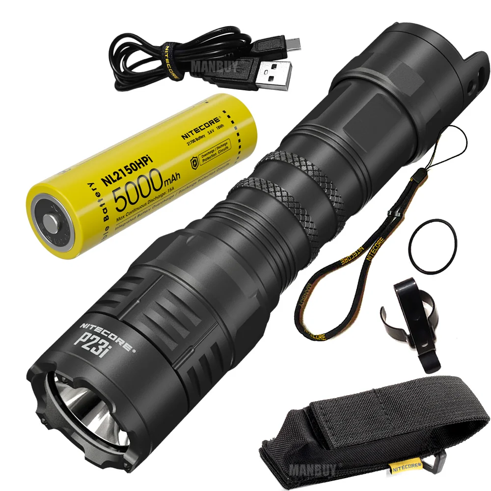 Nitecore P23i 3000 Lumens Luminus SFT-70 LED Tactical USB-C Rechargeable Flashlight 5000mAh 21700 Battery Outdoor Hunting Torch