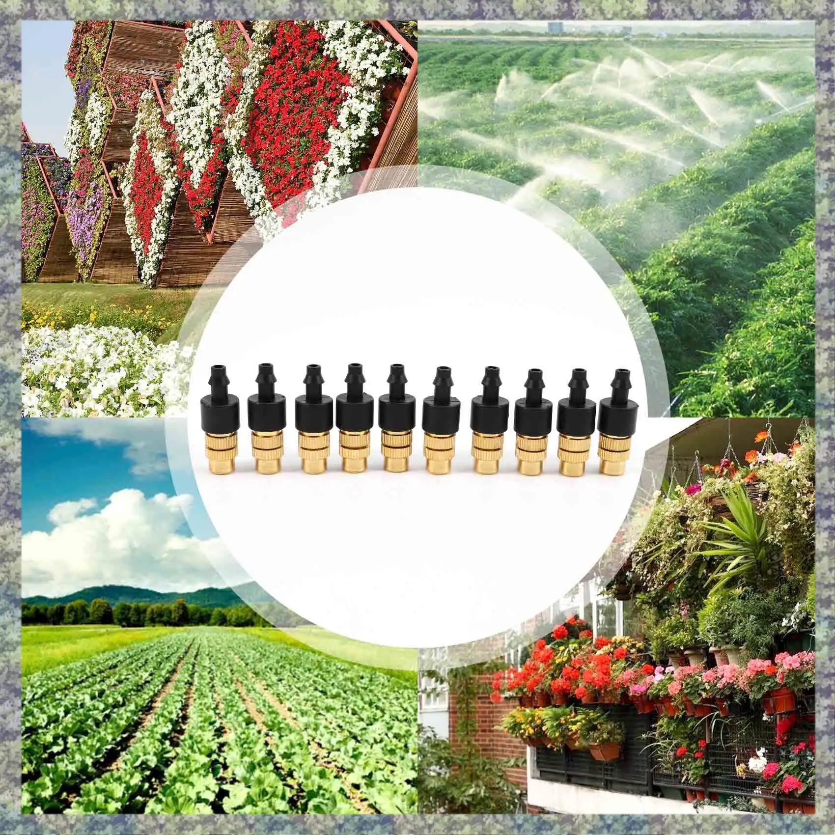 WON 10 Pcs Adjustable Misting Nozzle For Gardening Sprinkle Brass Watering Sprinkler Sprayer For Irrigation System