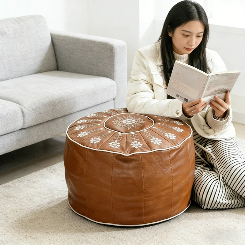 革製収納ベンチクッション古着詰め物ソファカバーリビングルーム寝室フロア座布団シートパッド収納スツールロースツール