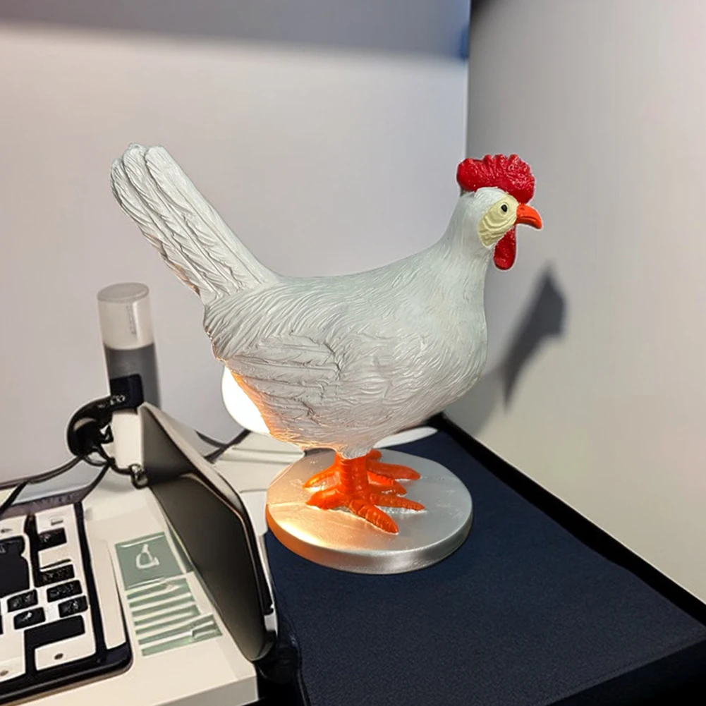 LED Hen Laying Egg Statue with Egg in Butt Funny Table Lamps USB Charging Chicken Egg Lamp Realistic Art Decorations