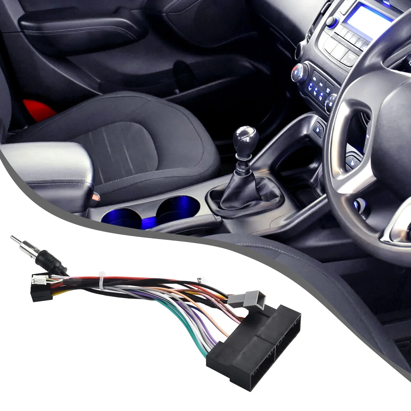 

1Pc Car Radio Power Harness W/Antenna Adapter 16Pin For Hyundai IX35 For Kia Wiring Connector Adapter Cable Replacement ABS Use