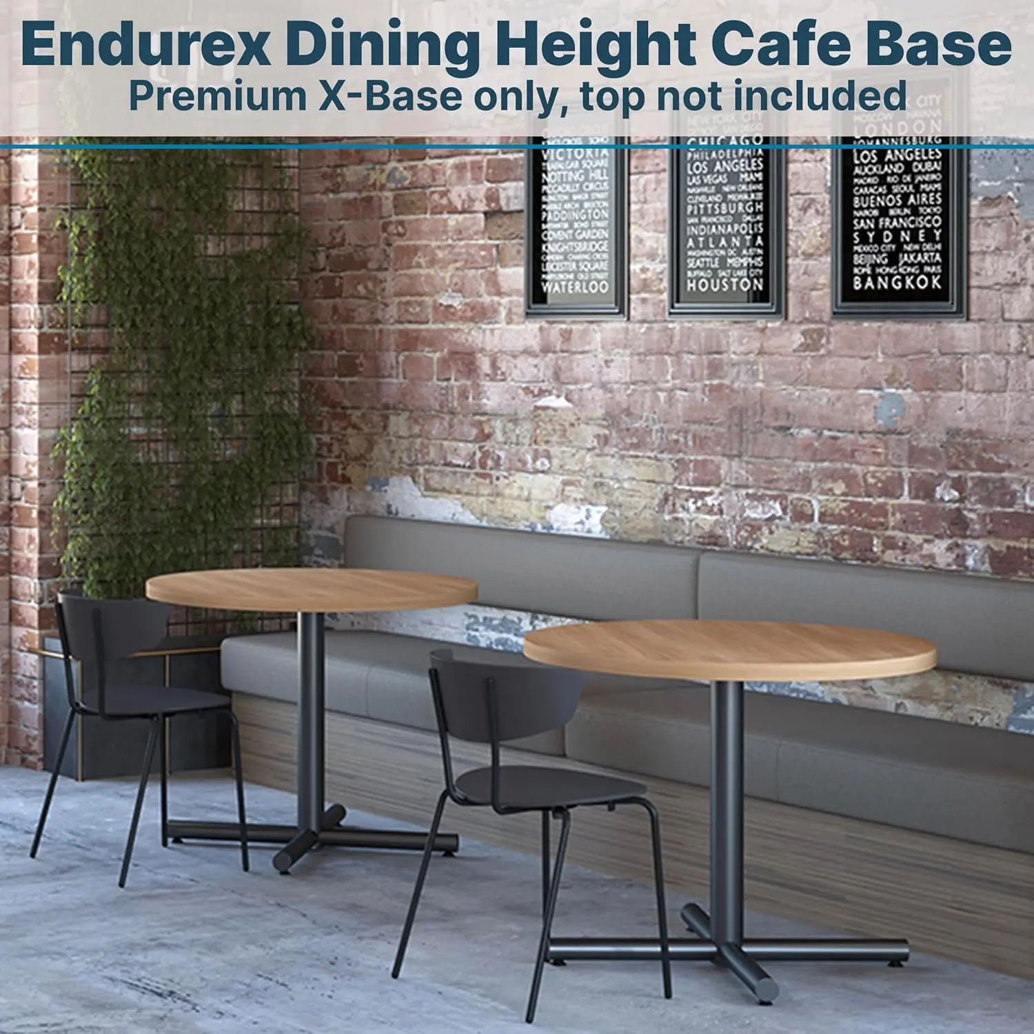 Endurex Cafe Table Base, Single Column X-Base, 32"" X 32"" Base, 3"" Diameter Column, 2"" Diameter Feet Perfect For