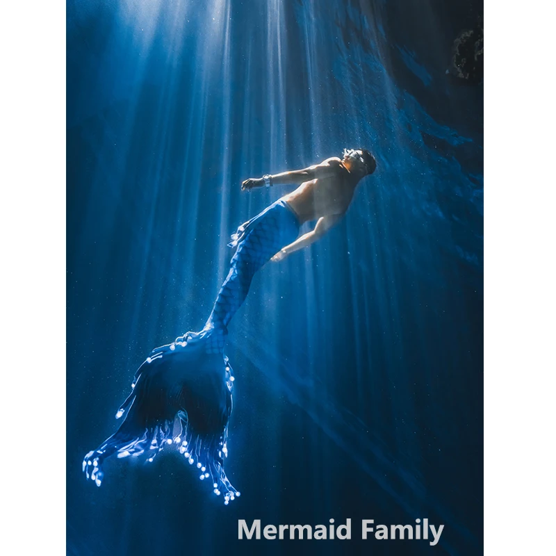 Light Up Bright New Design Mermaid Skin Tail Glow In the Dark Galaxy Fish Skin Tail Swimsuit Adult Children Aquarium Performance