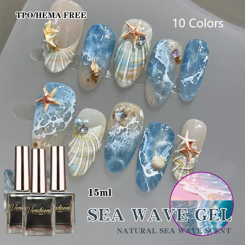 

Vendeeni 10 Colors/Set Sea Wave Effect Watercolor Ink Painting Blooming Manicure Gel Nail Polish Nail Varnish TPO/HEMA FREE
