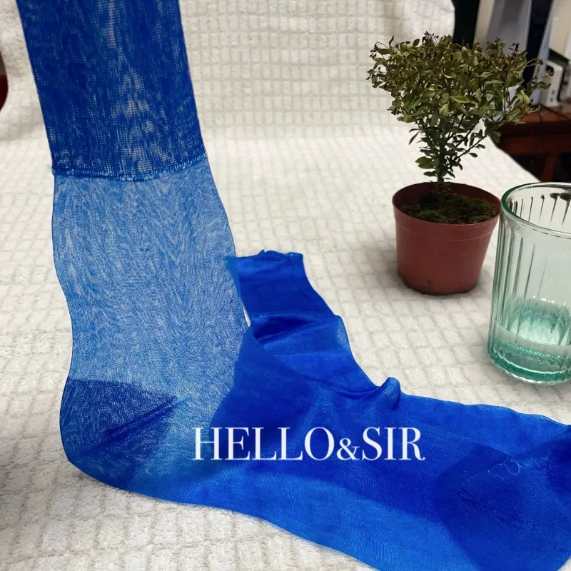 Men's Dress Socks New Color Softy Stretch Mid Tube Socks for Men Sexy Sheer See Through Thin Traceless Male Business Stockings