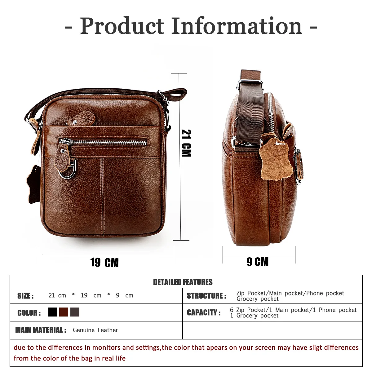 Genuine Leather Small Square Bag Male Crossbody Bag Men\'s Headband Male Sport Bag For Outdoor Shoulder Bag Messenger Bag Fo Rmen