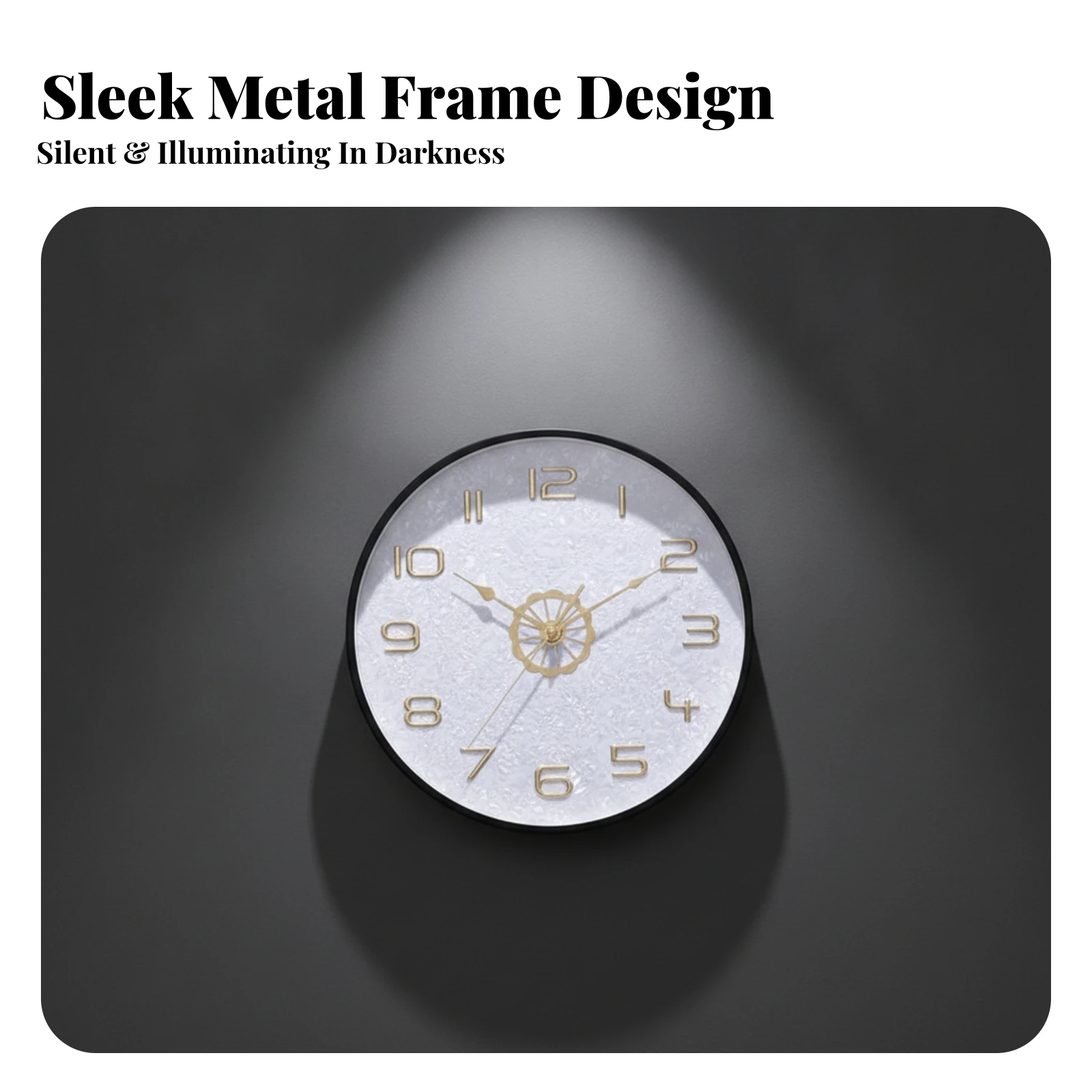 Wall Clock with Night Light Accurate Wall Clock with LED Light Non-Ticking Large for Living Room, Office