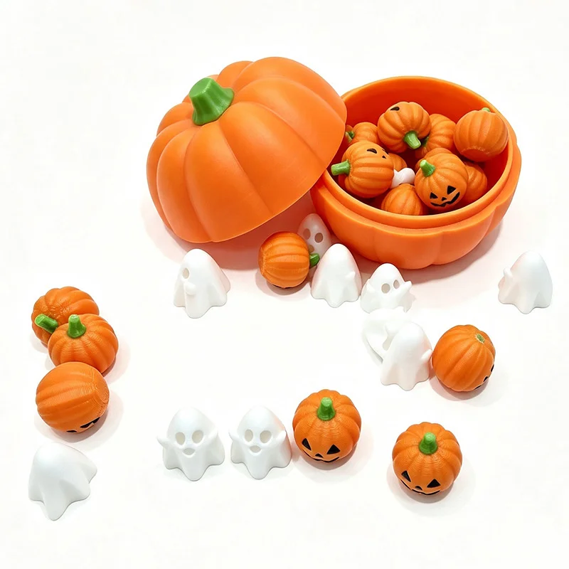 Mini 3D Printed Pumpkin Halloween, Decoration Fake Plastic Jack O, Lantern Ornament Desktop Party Prop, Home Decor Gift For Kids