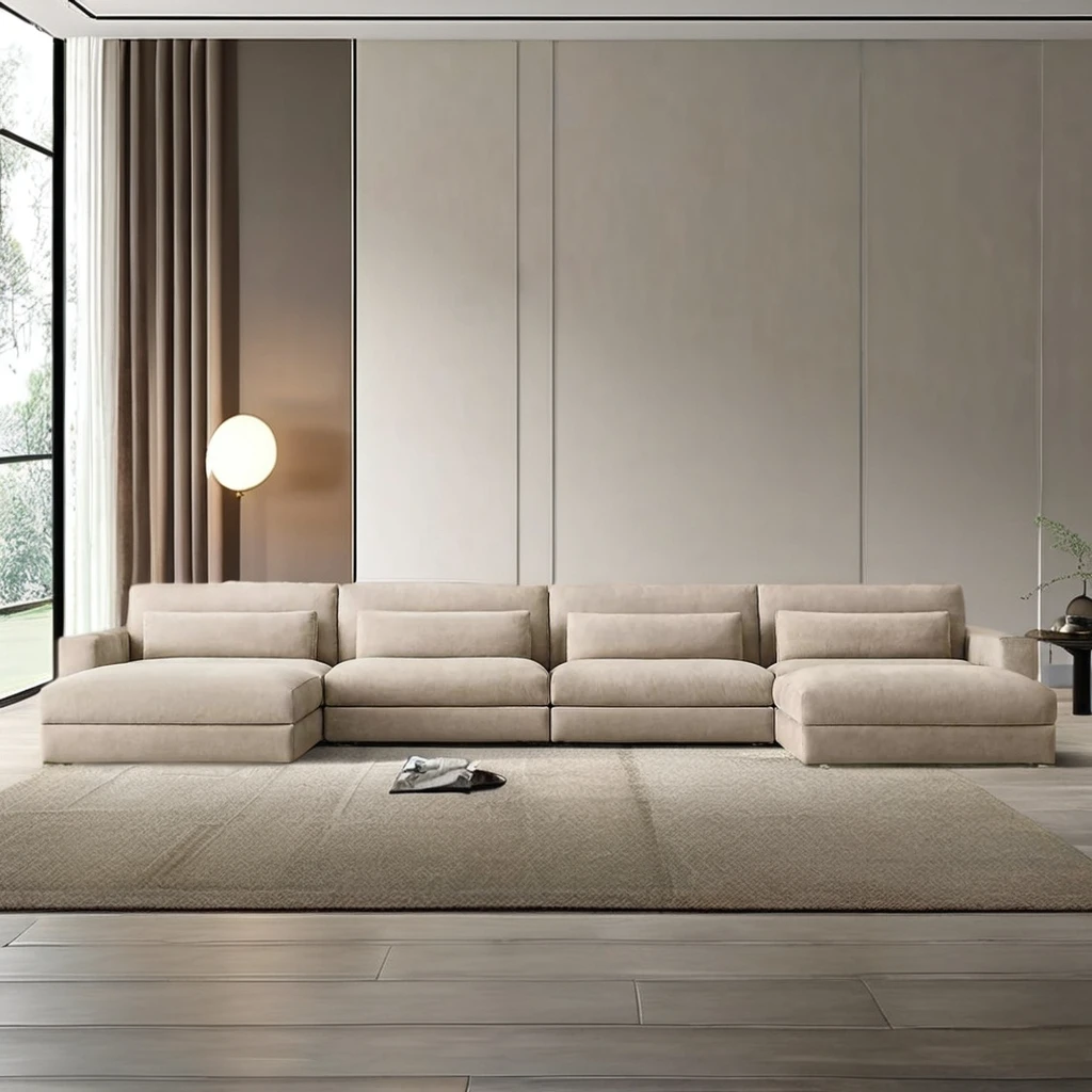 Luxury Home Furniture Living Room Furniture Vintage Style Leather Sofa Modular Leather U-chaise Sofa Set Furniture Living Room