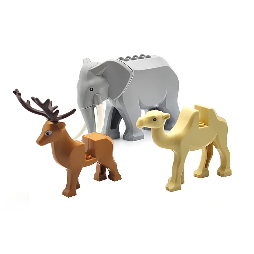 MOC City Animal Building Blocks Street View Zoo Elephant Camel deer Farm Scene Accessories Building Blocks Children Toys Model