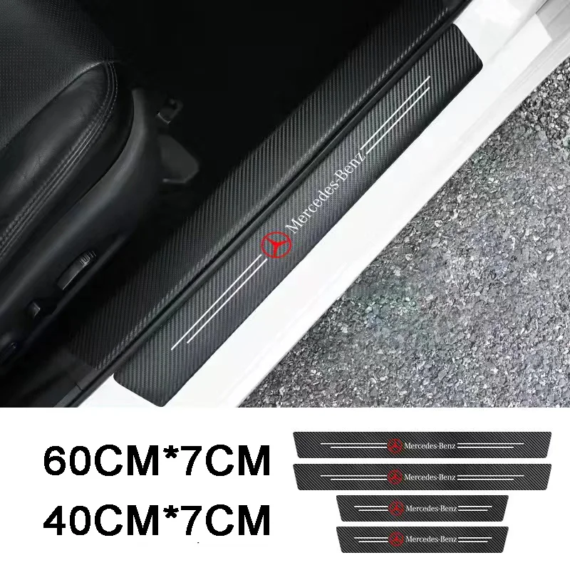 

For Mercedes Benz AMG GLC W210 W168 W220 A B C S Class GLA CLA GLE ML Car Scuff Protective Sill Sticker Carbon Fiber Decor Decal