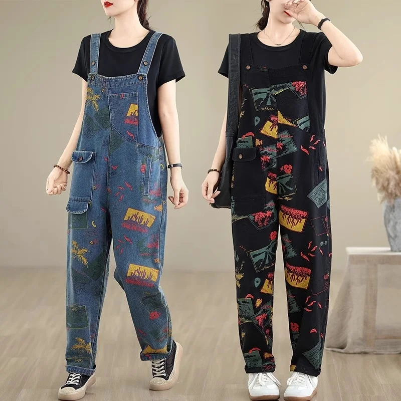 

Personalized Printed Denim Overalls For Women Summer Stylish Large Size Overalls Jumpsuit Casual Trendy Jeans W285 ﻿