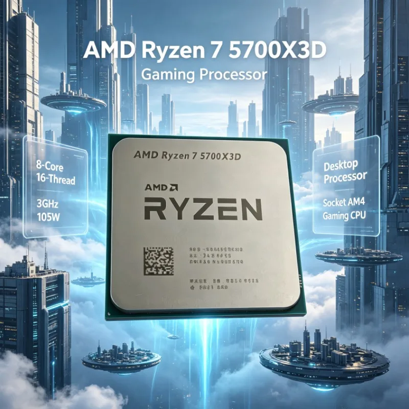 AMD Ryzen 7 5700X3D Computer Desktop CPU 8-Core 16-Thread 3.0GHz Up to 4.1GHz 105W AM4 DDR4