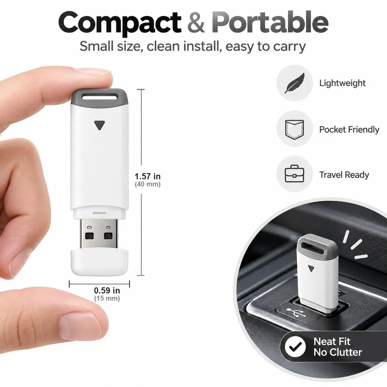 2-in-1 Kabelloser CarPlay & Android Auto Adapter, Universell Passend für die Meisten Autos, Kabellose Verbindung, Plug & Play IOS/Android – Detail 6