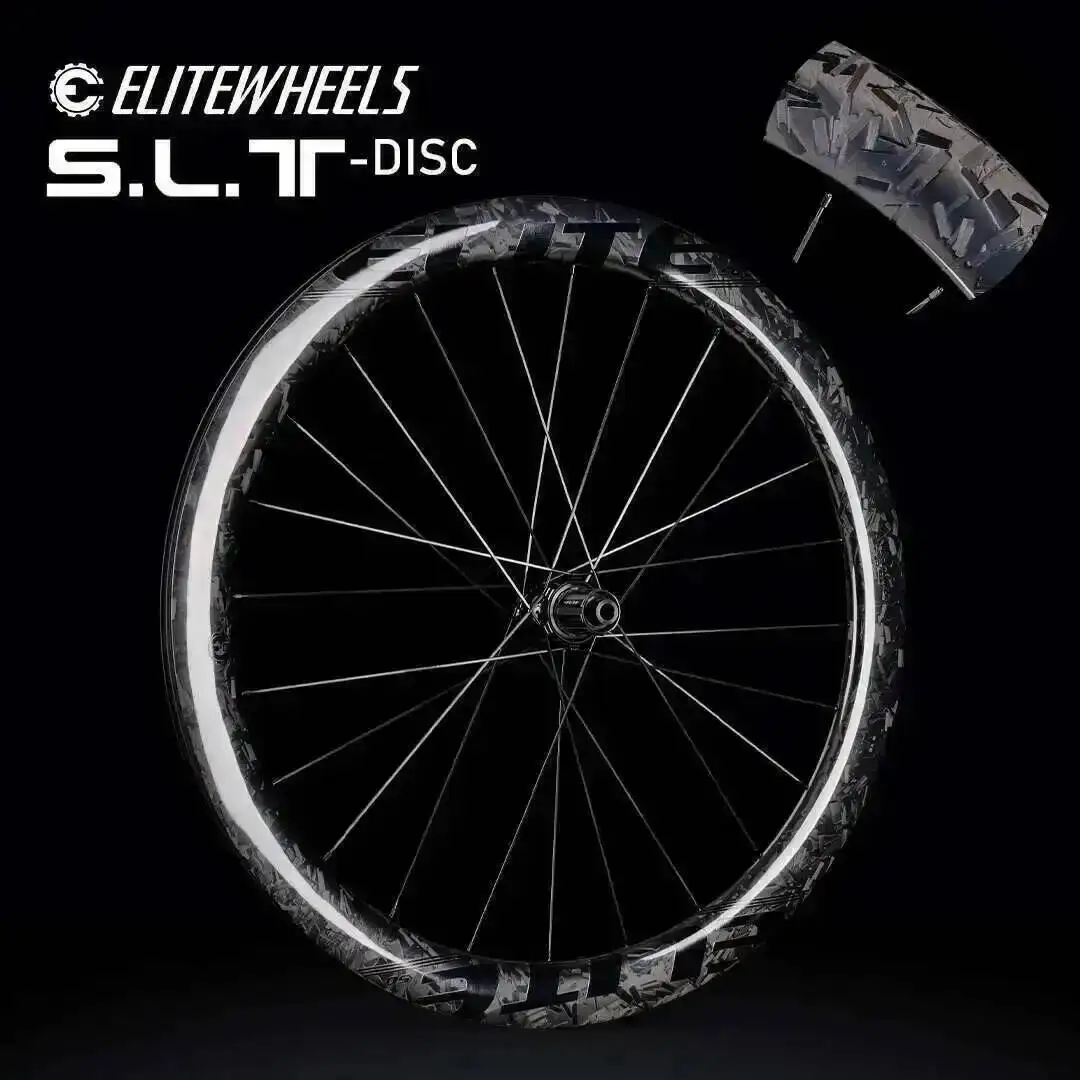 

ELITEWHEELS SLT Ceramic Bearing Carbon Wheelset NEW Forged Pattern Finish Disc Brake Cyclocross WheelsCenter Lock 1423 Spoke