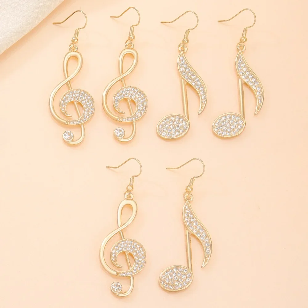 1 Pair - Glamorous Golden Music Symbol Earrings Dangle Design for Music Lovers - Delicate & Unique Fashion Accessory