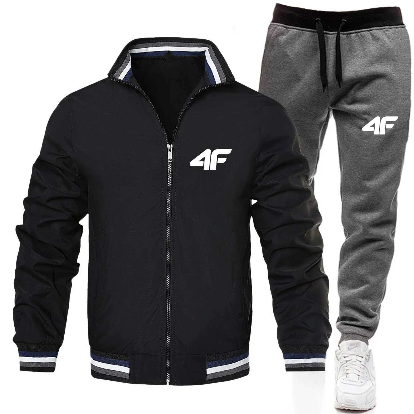 

2026 Spring and Autumn Leisure Sports Jacket Set New Men's Zipper Jacket+Pants Two Piece Set Men's Leisure Printed Set