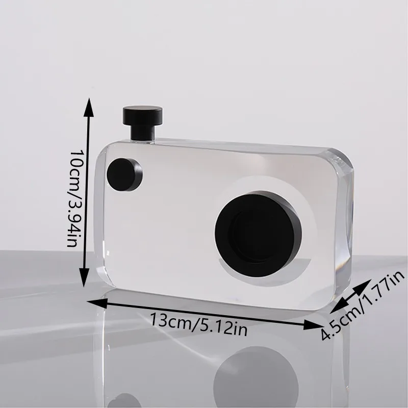 1Pcs Vintage Crystal Camera Ornament, Glass Binoculars Model, Living Room Wine Cabinet Desktop Decoration, Astronomical Gift