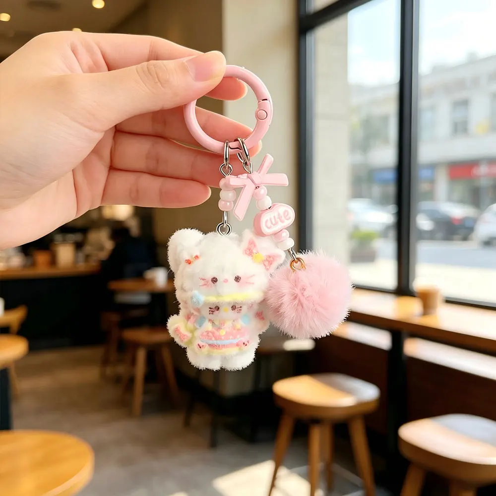 3D Kitten Keychain Student Cartoon Backpack Pendant Cute Bag Accessory Gift for Best Friend