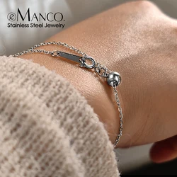 eManco Adjustable Silver color Stainless steel Chain Bracelets for Women Wholesale Jewelry Women Dainty chain Bracelets