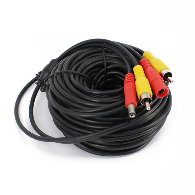 5 10 20 Meters DC Power RCA AV Video 12V Extension Cable for Car Truck Bus Parking Home Security Surveillance CCTV Camera