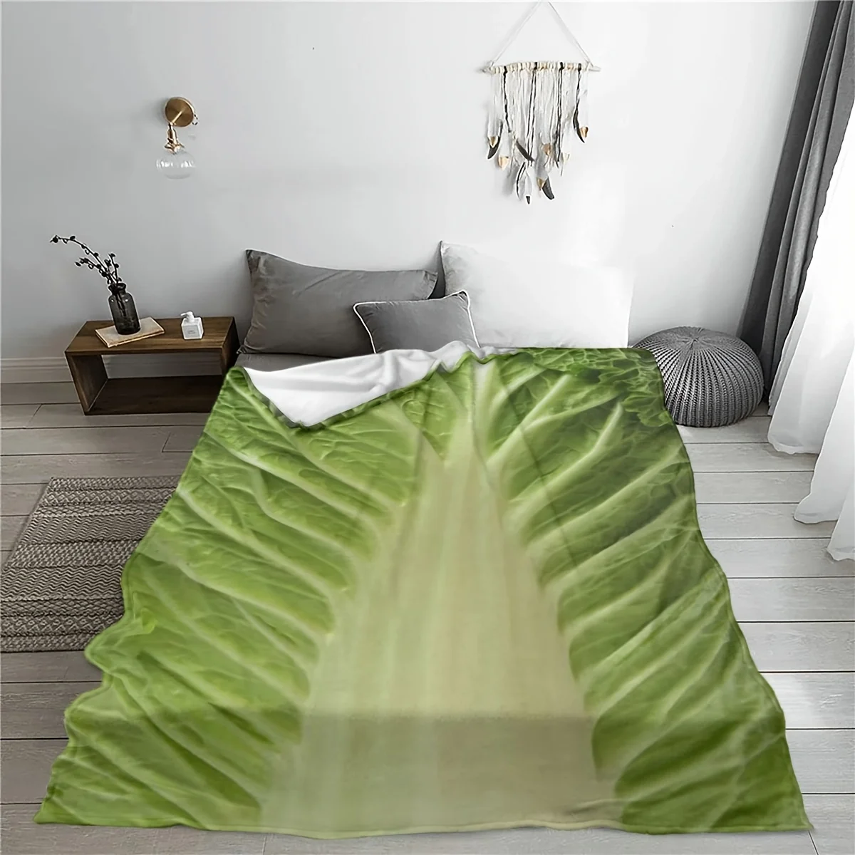 Giant Cabbage Cross Section Throw Blanket Soft Plush Fleece Novelty Vegetable Print Flannel Blanket for Sofa Couch Bed