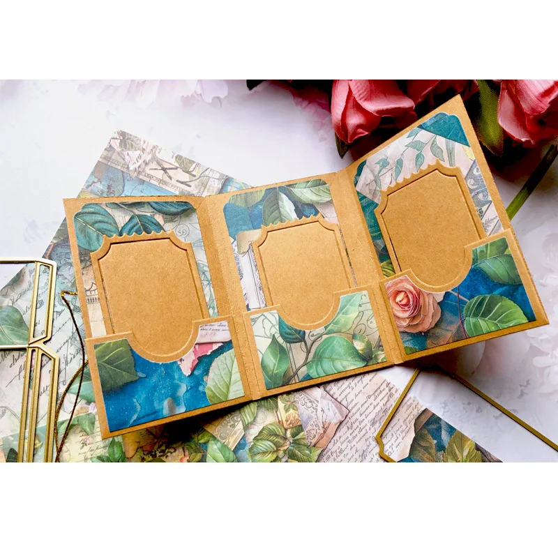 KLJUYP Tasca Pieghevole Notebook Metallo Fustelle Stencil per Scrapbooking Fai da Te Decorativo Goffratura Carte di Carta Fai da Te