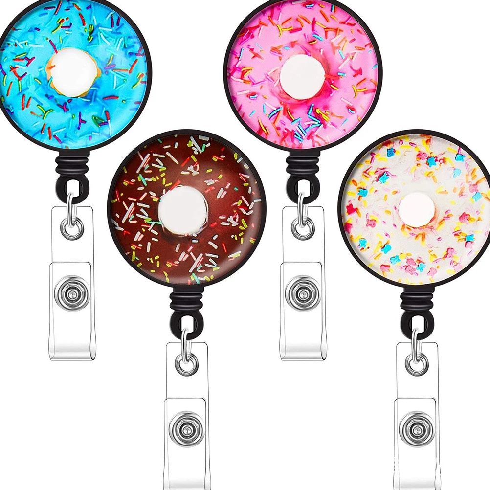 

4Pcs Retractable Photo Key Card Badge Holders Blank Sublimation Id Name Tag Clip for Work Sublimation Badge Holder