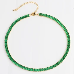 18K Gold Plated Rainbow Tennis CZ Choker Necklaces for Women Colorful Crystal Statemet Necklace Cubic Zirconia Choker Jewelry