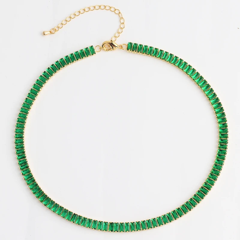 18K pozłacane Rainbow tenis CZ Choker naszyjniki dla kobiet kolorowy kryształ Statemet naszyjnik cyrkonia Choker biżuteria